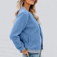 thumbnail image 7 of Women's Fashion Warm Shearling Zip Up Solid Jacket Sky Blue M, 7 of 7