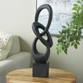 thumbnail image 2 of 6" x 20" Black Polystone Intertwined Loop Abstract Sculpture with Block Base, by DecMode, 2 of 9