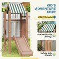 thumbnail image 4 of Qaba 4-in-1 Backyard Swing Set with Slide & Fort - Brown Steel Playset for Outdoor Fun, Ages 3-8 - Durable & Stable Playground Structure, 4 of 7