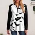 thumbnail image 4 of Godom Women's Halloween Long Sleeve V Neck Shirt Funny Graphic Top Fall Casual Loose Holiday T-Shirt, 4 of 7