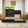 thumbnail image 4 of Merluxy LED Bed Frame with Charging Station Upholstered Bed Frame with Headboard Storage/No Box Spring Needed/King/Black, 4 of 8