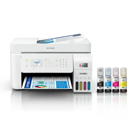 EcoTank ET-4800 All-in-One Color Inkjet Printer, Scanner, Copier - White
