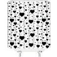 thumbnail image 3 of Cortina de ducha para el Día de San Valentín, diseño de corazón blanco y negro, con diseño romántico para mujer y niña, extra larga, con ganchos, 187 cm de ancho x 213 cm de alto, 3 of 6