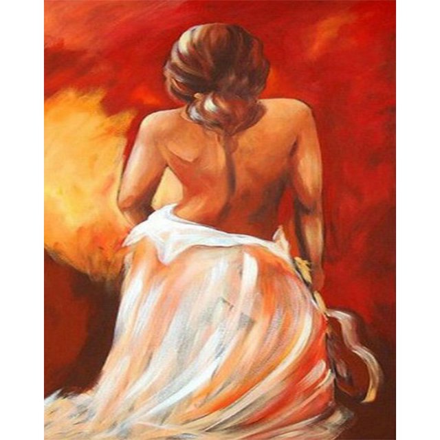 Wdftyju Pintura al óleo por números Girl Back Frameless Picture Craft Kit para la sala de estar del hogar Wdftyju 6mt3cf4kb8tj5ej5