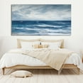 thumbnail image 2 of Sea Landscape Painting Handmade White Waves Textured Wall Art Blue Ocean Oil Painting Minimalist Original Living Room Decor,Unstretched,Frameless,(91*182cm)36*72lnches, 2 of 5