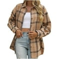 thumbnail image 4 of Flannel Shirt Women Oversized - Long Sleeve Plaid Shirt for Women with Chest Pocket - Lapel Collar Button up Flannel Tops for Fall Jackets Casual Blouses Outdoor Wear, 4 of 5