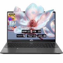 15.6" IPS FHD-Laptop, 32GB RAM, 1TB SSD, Intel 6-Cores i3-1215U (Beat i5-1135G7), 65W Type-C, Fingerprint, Computer with Backlit Keyboard Fingerprint Laptops for Business and Student, Wi-Fi 6, Win 11