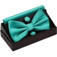 thumbnail image 4 of LAICAIW Mens Solid Color Double Fold Pre-tied Bow Tie and Pocket Square Cufflink Set with Gift Box, 4 of 6