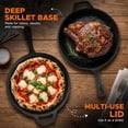 thumbnail image 4 of KICHLY Pre-Seasoned Cast Iron Combo Cooker Dutch Oven with Skillet Lid, 3.2 Quart 10.25 Inch Dual Function Cast Iron Pot & Pan for Baking, Frying, Roasting & Camping, Black, 4 of 7