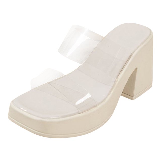 Bmisegm Thick Soled Thick Heeled Casual Large Size Sandals and Sandals for Women Sandals Women Summer White 7