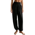 thumbnail image 3 of TaTaai Womens Solid Stretch Yoga Pants with Smocked Waist Loose Casual Trousers Bottoms for Daily Gym Workout, 3 of 9