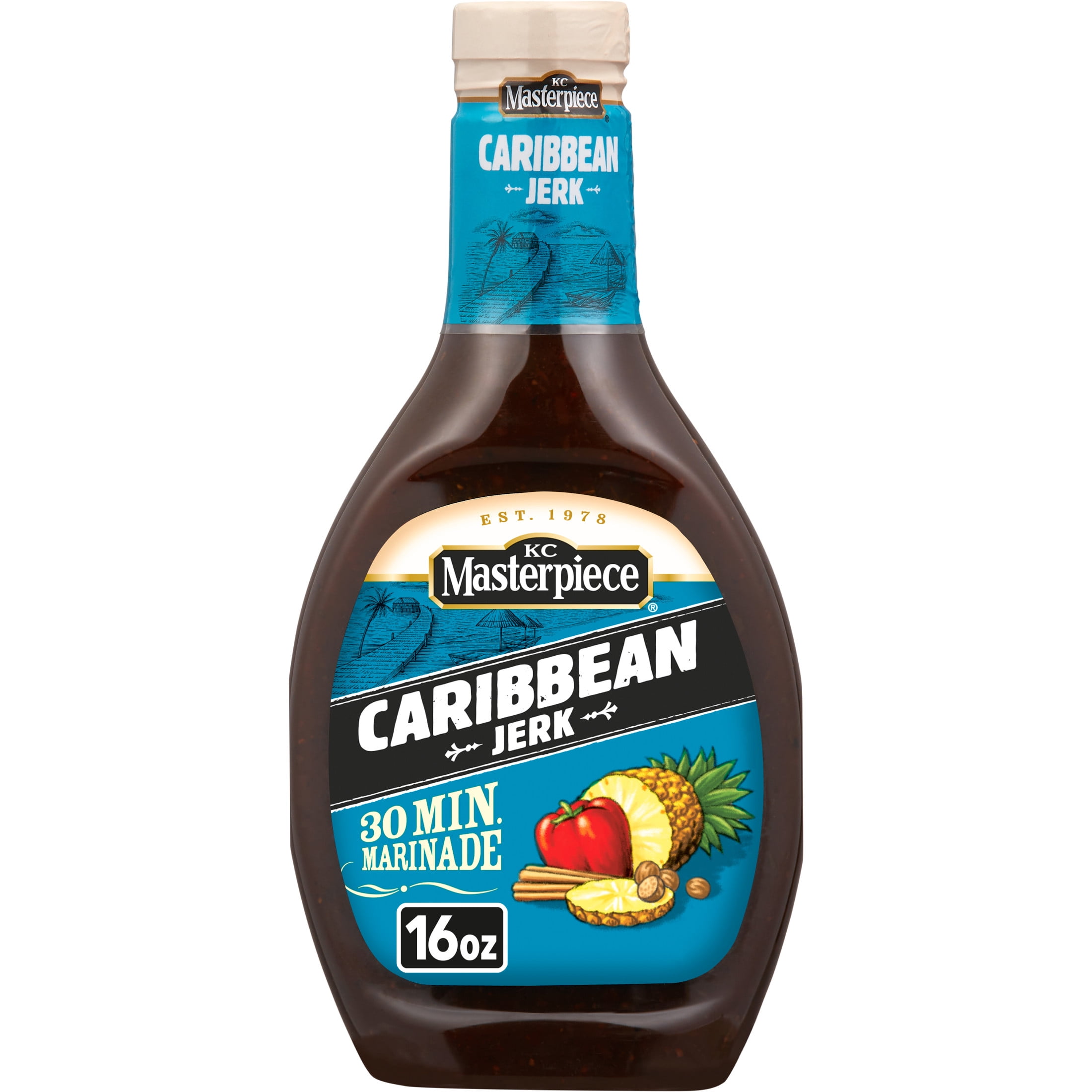 (6 pack) KC Masterpiece Caribbean Jerk Marinade, 16 fl oz Bottle