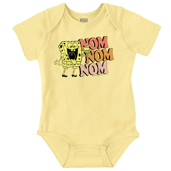 Funny SpongeBob Krabby Patty Nom Nom Romper Boys or Girls Infant Baby Brisco Brands 12M