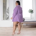 thumbnail image 5 of AURA Women Plus Size Lace Shirt Dress Sexy Solid Color Mini Dress 3 4 Sleeve Irregular Hem, 5 of 7