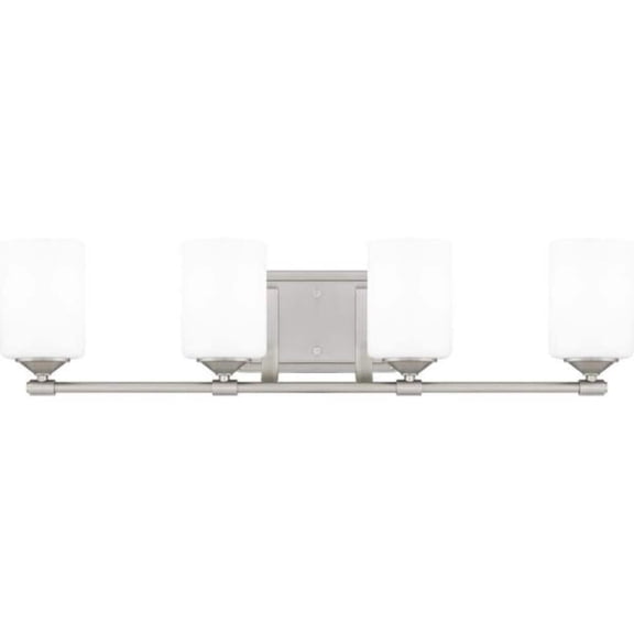 Darlington 29.5 in. 4-Light Brushed Nickel Vanity Light with Frosted Opal Glass Shades