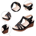 thumbnail image 5 of Rokment Orthopedic Platform Wedges Gladiator Dress Sandals for Women Ladies 2026 Summer Vintage Leather Hollow out Chunky High Heeled Dressy Sandals Black Size 8, 5 of 7