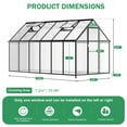 thumbnail image 6 of JULY'S SONG 12'x6' Outdoor Greenhouse Kit, Polycarbonate Green House for Outside w/Vent Window, Aluminum Heavy Duty Green Houses with Reinforce Connector, Lockable Walk In Greenhouses for Patio, 6 of 9