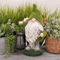 CoPedvic 6.3 in Decer Gnome Garden Statues, Outdoor Lawn Ornaments with Solar LED Lights