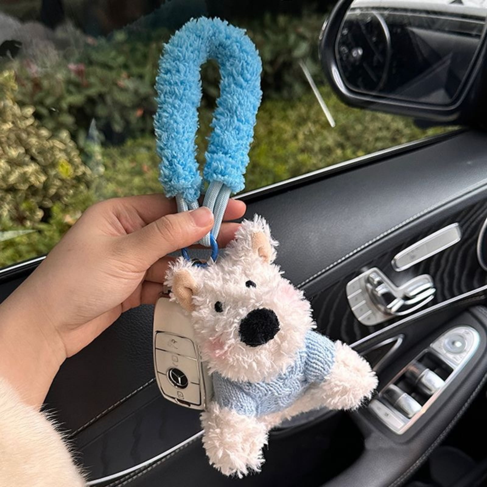 New West Highland Terrier Plush Keychain Cute Bag Charm for Girls Fluffy Car Pendant