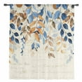 thumbnail image 2 of Orange Blue Botanical Semi Sheer Curtains Drapes for Living Room,Bedroom,French Doors Window 45 Inches Long,Weeping Fall Eucalyptus Leaves Rustic Rod Pocket Chiffon Curtain Drapery Voile Drape Panel, 2 of 6