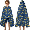 thumbnail image 3 of Cartoon Construction Vehicles Stars Hooded Bath Towel，60"x35" for Ages 3 To 12 Kids, Quick Dry Lightweight Soft Microfiber Hood Beach Towel Cover Up for Kids, 3 of 7
