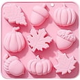 thumbnail image 1 of Moldes para fondant de otoño, 9 piezas de molde de silicona de bellota y hoja de calabaza, moldes para fondant de otoño para pudín, chocolate, caramelos duros y postres, 1 of 5