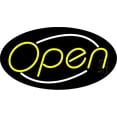 thumbnail image 1 of Yellow Open With White Border Oval Animated LED Neon Sign 20 x 37 - inches, Clear Edge Cut Acrylic Backing, with Dimmer - Bright and Premium built indoor LED Neon Sign for storefront., 1 of 3