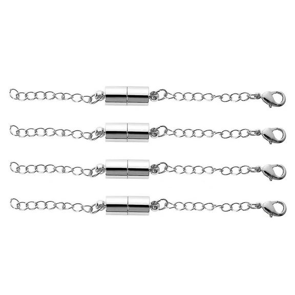 lixuesong 4 Pieces Pack Adjustable Chain Extender Set for Jewelry Making Gold/Silver Convenient Magnetic Clasp Extension Chain