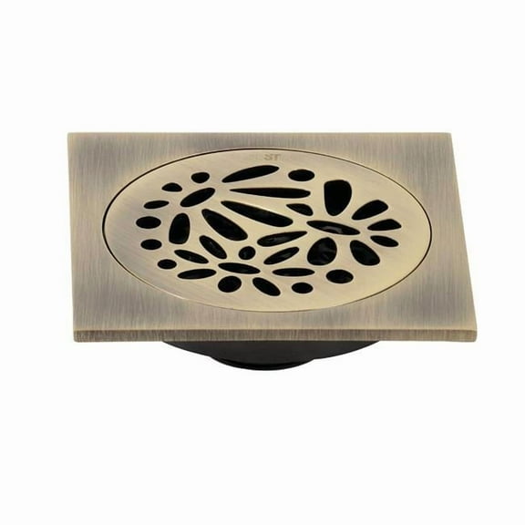 Kingston Brass Watercourse Floral 4" Square Grid Shower Drain BSF6360AB