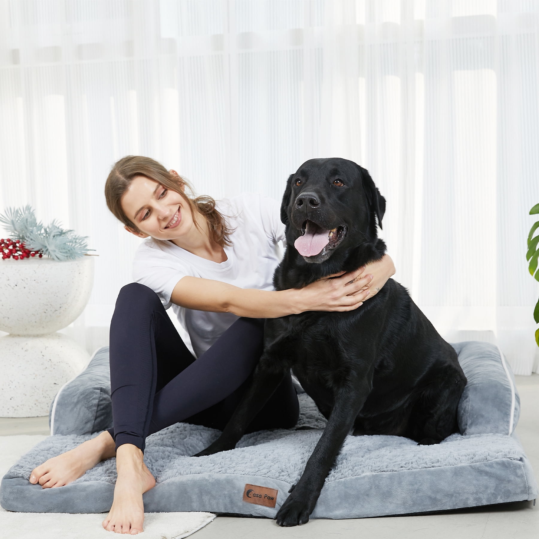 Casa Paw Orthopedic Dog Beds for Extra Large Dogs, Waterproof XLarge, Memory Foam Couch , Comfy Bolster Pet Bed with Removable Washable Cover, Nonskid Bottom (X-Large, Grey)