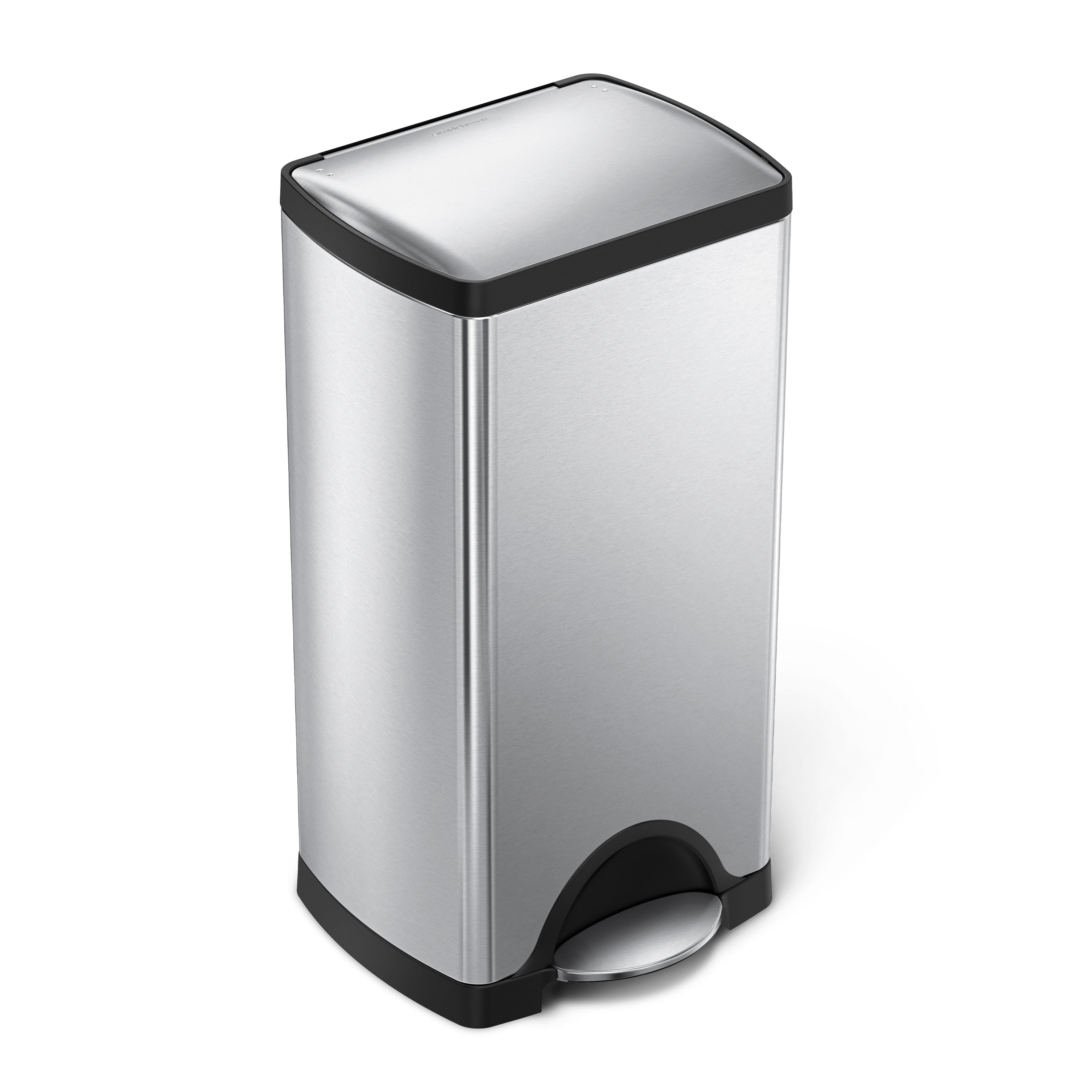 simplehuman 30 Liter 8 Gallon Stainless Steel Rectangular Kitchen Step Trash Can with Liner Pocket Brushed Stainless Steel