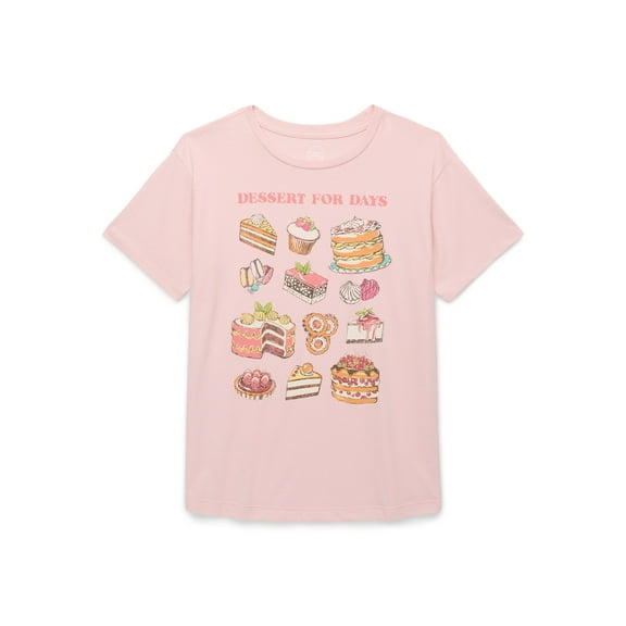 Wonder Nation Girls Dessert for Days Graphic Tee with Short Sleeves, Sizes 4-18