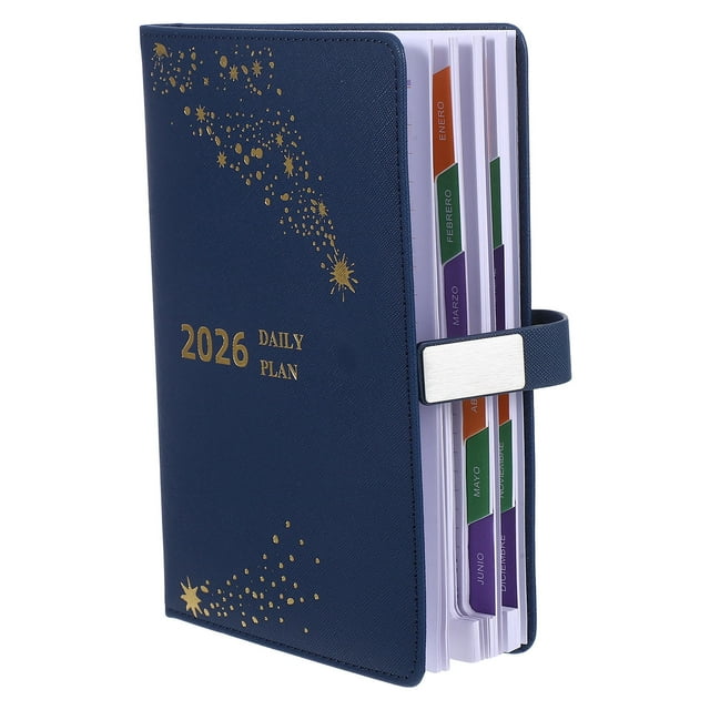 Minkissy Stationery Supplies A5 Pocket Planner Notebook Paper Dark Blue Scheduling for Students 1Pcs