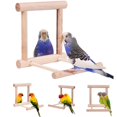 thumbnail image 2 of Juguete para pájaros para loros, periquitos, conures, cacatúas, jaula, columpio, juguete divertido de madera para pájaros, escalera de madera (espejo), 2 of 5