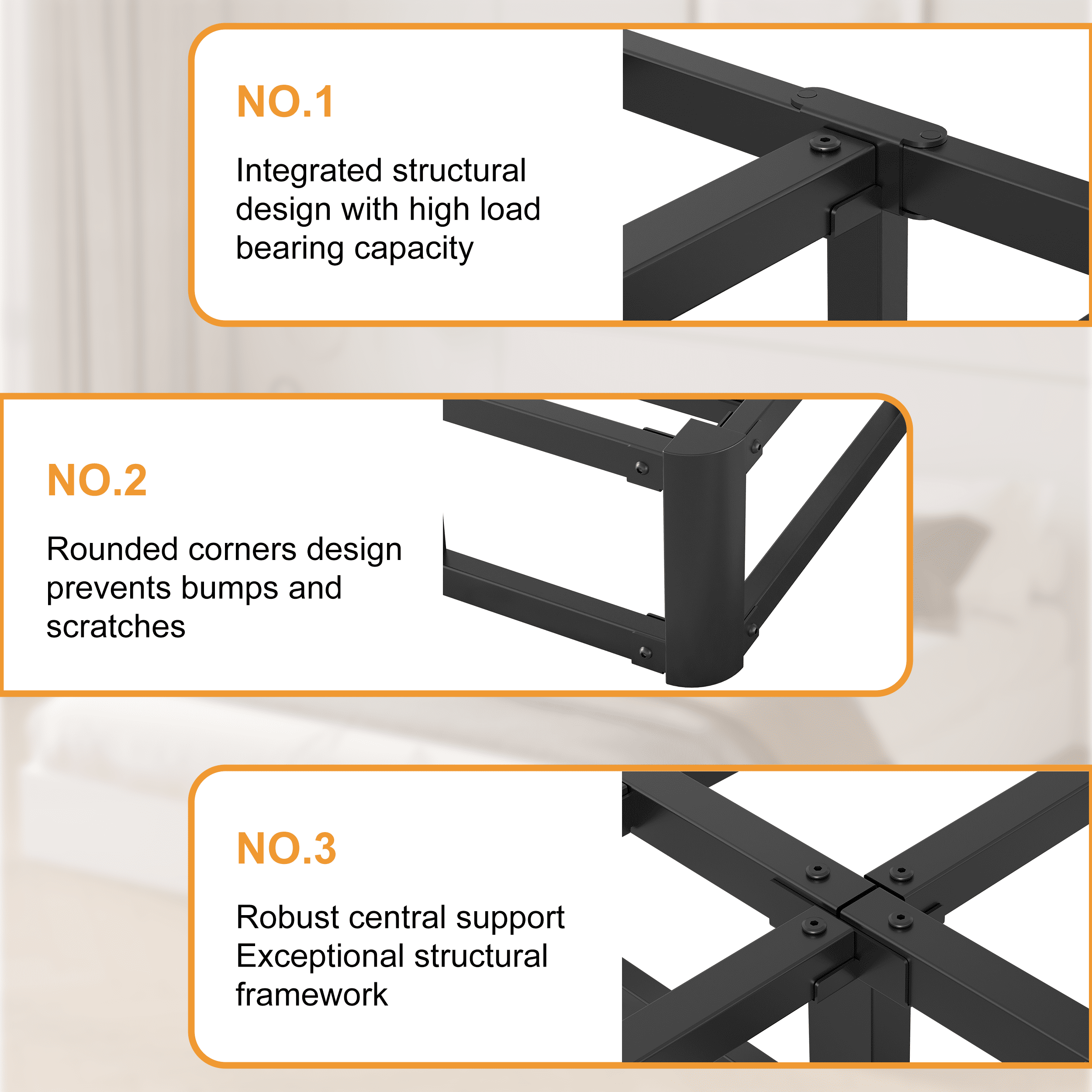 Roomdiary 9 inch King Box Spring with Fabric Cover, Heavy Duty Metal Mattress Foundation, Noise Free, Easy Assembly