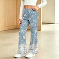 thumbnail image 6 of Auroural Toddler Girls Pants Size 4T Kids Girls Cute Flower Lace Print Soft Elasticity Casual Flared Trousers Pants, 6 of 8