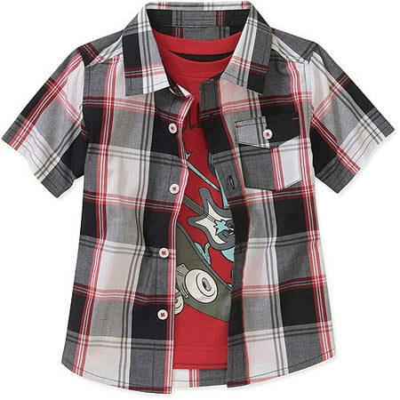 Healthtex Ht Boys S/s 2 Fer Woven Shirt