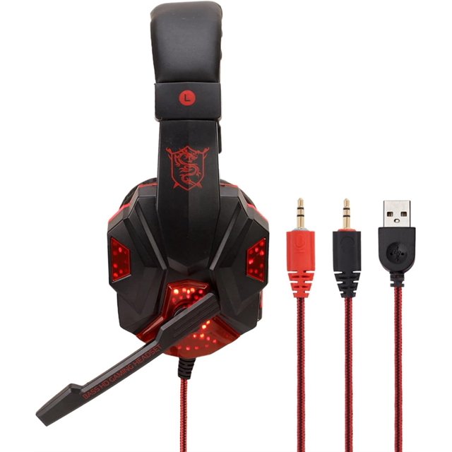 Auriculares inalámbricos, auriculares multifuncionales con cable y supraaurales iluminados para juegos con auriculares con punta blanda