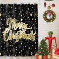 thumbnail image 5 of Shower Curtain 72"W x 78"L Merry Christmas Golden Snowflake Polka Dots Black Fabric Shower Curtains Set with Hooks Water Repellent Bathroom Curtains Machine Washable Bathroom Accessories, 5 of 9