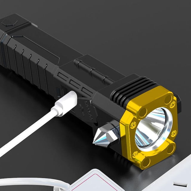 Lámpara Linterna LED multiherramienta - resistente al agua para coche con rompecristales (dorado) JShteea Para estrenar
