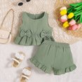 thumbnail image 2 of TOWED22 Toddler Girls Summer Sets 2 Piece Lovely Tank Tops Sleeveless Shorts Clothing Outfits Adorable(Green,9-12 M), 2 of 5