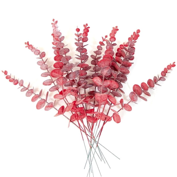 Plantas artificiales de eucalipto para decoración del hogar, plantas de eucalipto, hojas verdes, Lants falsos, bricolaje para Navidad, boda, coronas de jardín, 12/18/24 piezas