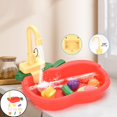 thumbnail image 4 of Children Kitchen Play Sink Toys with Playfood Kitchenware Role Playing Games Red, 4 of 8