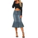 thumbnail image 2 of Falda de cola de pez de INSPIRE CHIC para falda maxi de mezclilla desgastada XL azul gris, 2 of 6