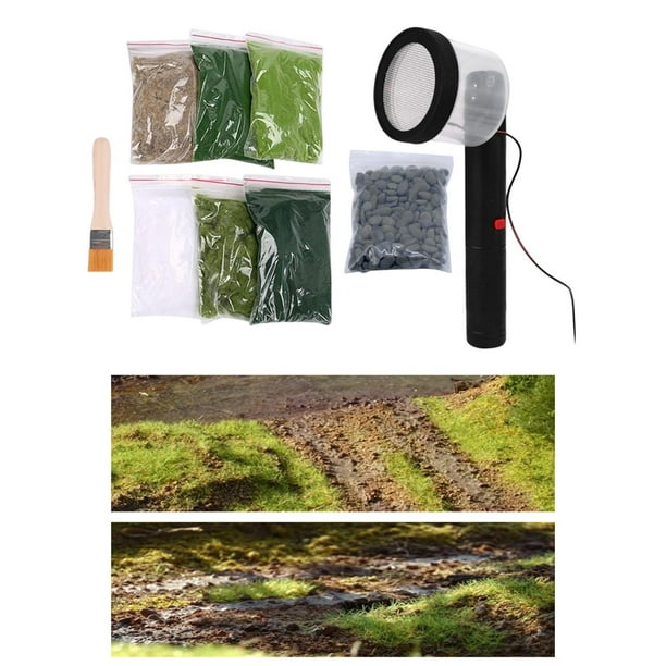 Máquina de flocado electrostático, accesorios para proyectos de césped estático, flocado estático para construcción, ferrocarril para adultos, 9 Uds. B