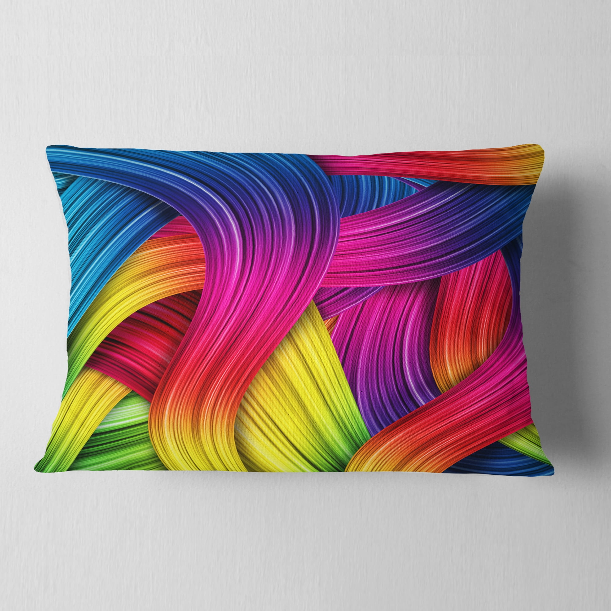 Designart 3D Rainbow Art - Abstract Throw Pillow - 12x20
