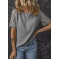 thumbnail image 4 of Eytino Womens Basic Tops Waffle Knit Tops Casual Crew Neck Tee Shirts Hollow Out Raglan Short Sleeve Summer T-Shirts Basic Tees S-2XL Gray, 4 of 7