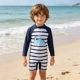 thumbnail image 2 of Shadoumai Boys Two Piece Rash Guard Swim Set Toddler Kids Long Sleeve Bathing Suit Swimwear Shirt with Trunks Quick Dry 5-12Y,Kids Swimsuits Boys 8-10,Kids Swimsuits Boys, 2 of 7
