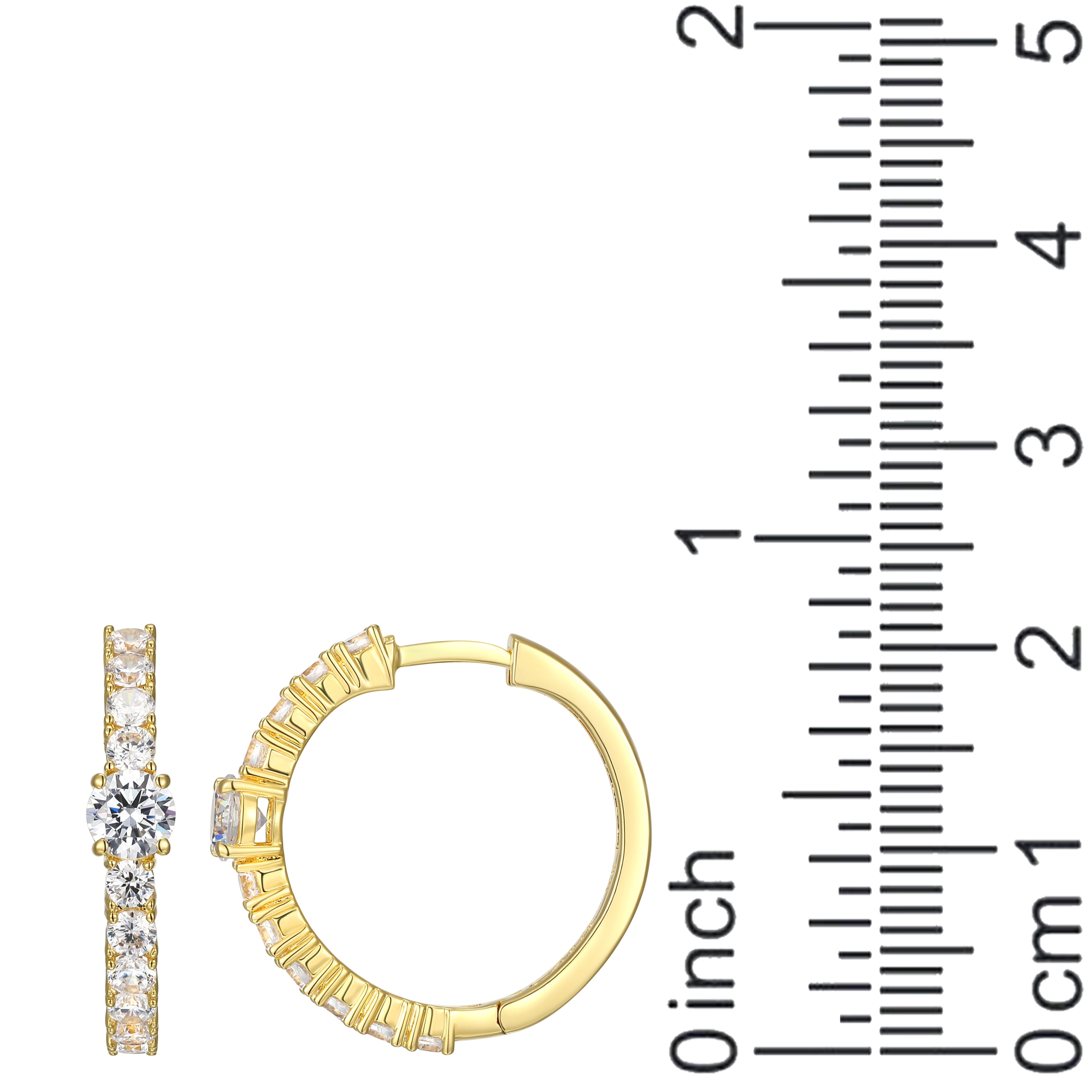 Forever Facets Moissanite Hoop Earrings in 18k Yellow Gold Plated Sterling Silver, Adult Female