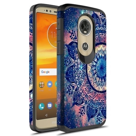 Moto E5 Plus Case, Moto E5 Supra Case,KAESAR Hybrid Dual Layer Shockproof Hard Cover Graphic Fashion Cute Colorful Silicone Skin Case for Moto E5 Plus (Mandala)